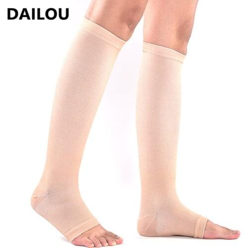 Unisex Open Toe Compression Women Socks Men Multifunctional Sports Pure Color Zipper Nylon Stockings Sleep Elasticity Long Socks