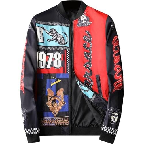 Large Size M-5XL 2021 New Boutique Fashion Printing Mens Casual Stand Collar Jacket Luxury Delay Stage Coat Male