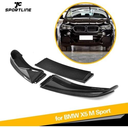 Front Bumper Lip Spoiler Chin Protector Apron for BMW X5 M SPORT 2014 - 2018 3PCS Carbon Fiber