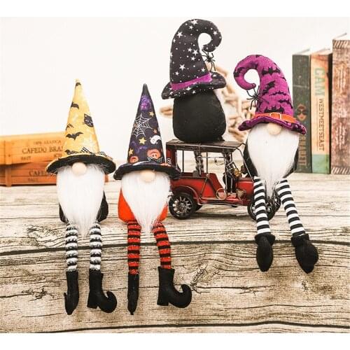 Halloween Plush Gnome Swedish Tomte Faceless Doll Ornament With Dangling Legs Elf Figurines Thanksgiving Halloween Decoration