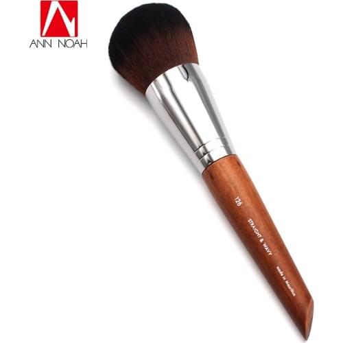 Professional Makeup Artist Long Wood Handle Straight Wavy Bristle 126 Dome Shaped Dense Medium Powder Brush