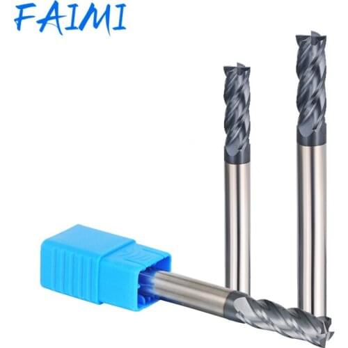 Tungsten Steel Extended End Mills Hrc50 Carbide Milling Cutters 3-20mm Cnc Metal Cutting Tools Length 75mm 100mm 150mm