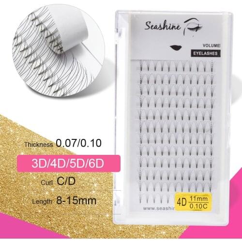 Seashine Luxury Lashes Extension Short Stem Premade Fans Faux Mink Russian Volume Pre made Lashes Eyelash Extensions