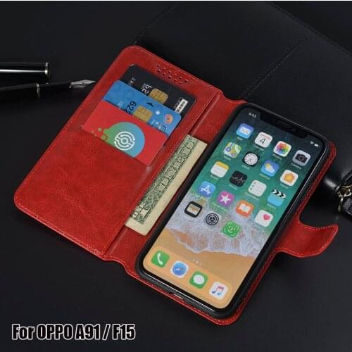 Luxury PU Leather Cover Case For OPPO A91 F15 Case Flip Protective Phone Back Cover Bag Capa For OPPO A91 F15