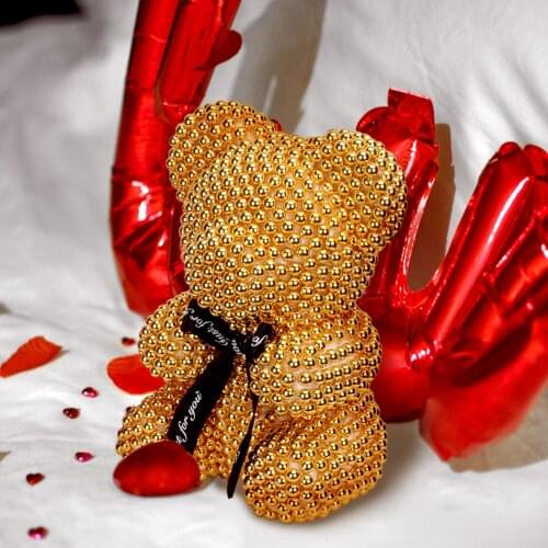 Rose Flower Golden Pearl Bear Hug Bear Valentines Day Confession Wedding Gift Creative New Year Christmas Gift