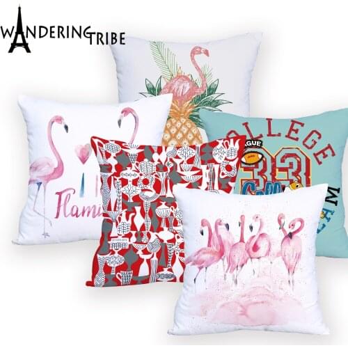 Pink Flamingo Pillowcase Decor Bed Discount Cover Cushion Botanical Geometirc Letter Pillow Decoration Sofa Customized