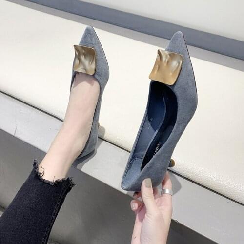Chic Blue Women Pumps Thin High Heel Ladies Office Shoes Pointed Toe Buckle Fashion Women Casual Shoes