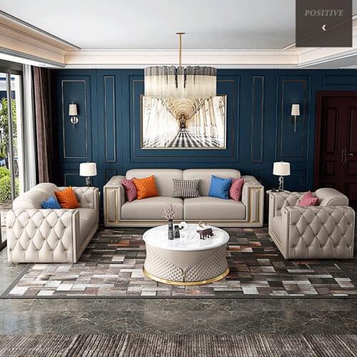 Post-Modern microfiber Leather Combination Sofa Villa Size Living Room Sofa for living room couch