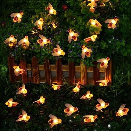 String Light 6.5M 30 LED Solar String Honey Bee Shape Warm Light Garden Decoration Waterproof Creative Tree Haning Lights