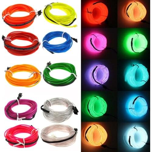EL Wire LED Glow Light Colorful 1M 3.28ft Rope tape Cable Strip Neon Lights Shoes Clothing Car waterproof strip Lights DIY