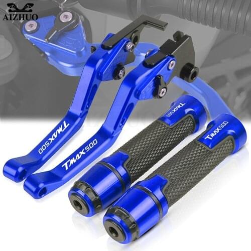 T-MAX Motorcycle CNC Adjustable Brake Clutch Levers Hand Grips Ends Handlebar FOR YAMAHA TMAX500 TMAX 500 Tmax 2008-2018 2017