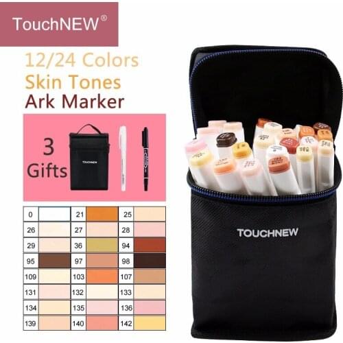 Touchnew 12 24 colors Professional Character Skin Tones Marker Pens set Sketch Markers For Painting Manga Design Art Supplies