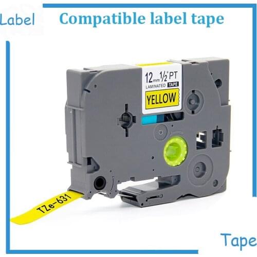 Tze631 Tze-631 Tze 631 12mm Tze Tz Tape Compatible Brother P touch Cartridge Label Maker Black on Yellow