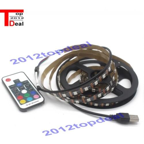 5V USB LED strip 5050 RGB flexible light 5M IP65 Waterproof TV Background Lighting Strip with 17Key RF RGB Remote controller