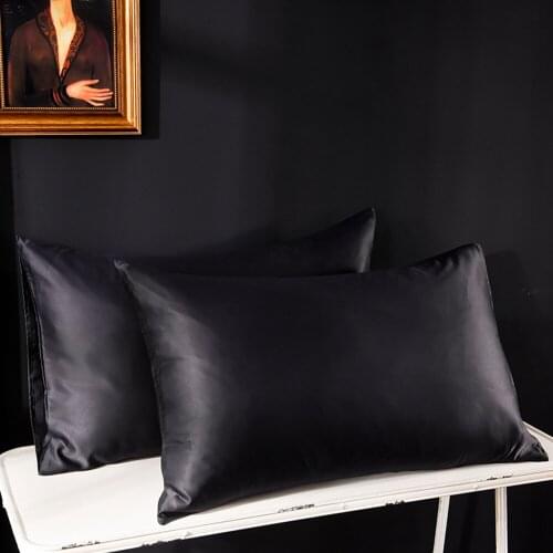 Wongs Bedding Pure Satin Silk Pillowcase Cover Soft black red white gray color pillowcases 2PCS