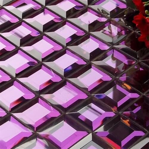 30mm Glossy Purple 5 Facets Diamond Mirror Crystal Glass Mosaic Tiles,Showroom KTV Dispaly Wall Decor Tile Backsplash,YY199