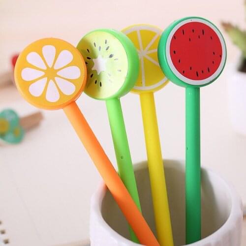 Korea Stationery Cartoon Fruit Pen 50 Pcs Per Set Office Supplies Student Prize Gel Pen Factory Cute School Supplies Kawaii