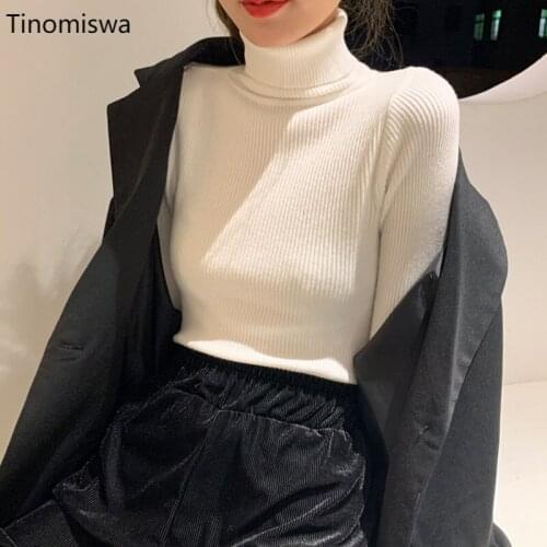 2020 Autumn Winter New Sweater Women Knitted Long Sleeve Turtleneck Pullovers Femme Slim Jumper Soft Warm Pull Femme A163