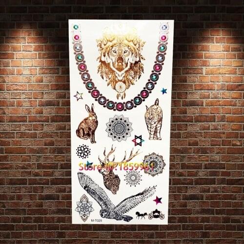 1PC Gold Snake Skin Flash Metallic Tattoo Women Makeup Body Art Arm Tatoo AGM-T006 Selfie Tattoo Bracelet Chains Tattoo Stickers