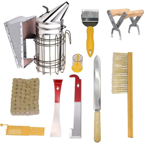 10Piece Beekeeping Tool Kit Beekeeping Equipment Beehive Tool Set Beekeeping Smoke Blower Honey Cutting Knife Beekeeping Kit