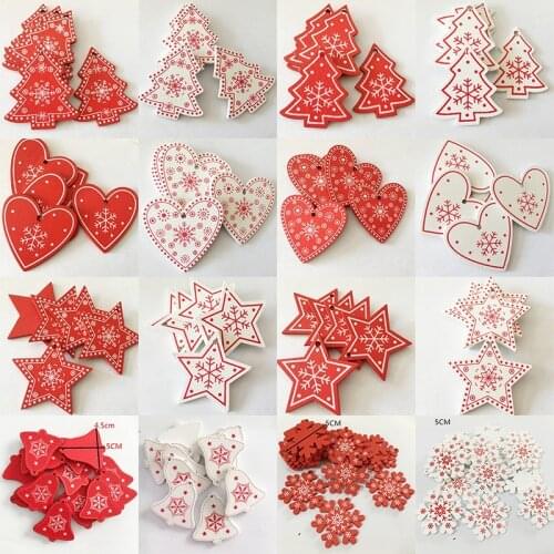 10Pcs mix size Red White Tree/Heart/Bells/Snow Christmas Decor for Home party Happy New Year Decor 2019 Navidad Xmas Gift