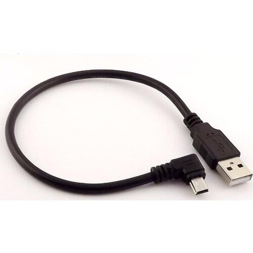 10pcs High Speed USB A Male to Mini 5 Pin Male Left Angled Data Charger Adapter Cable 30cm