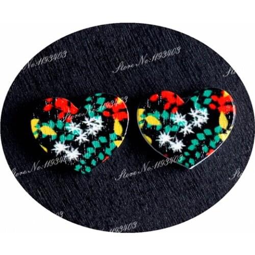 16mm Tree Heart Shape Image Painted Wooded Laser Cut Cabochon to make Rings, Earrings, Bobby pin, pendant