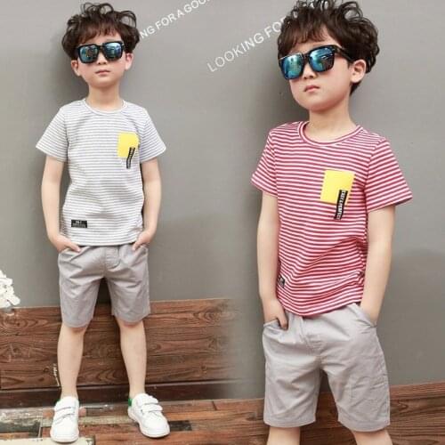 2 Colors 2021 Summer Newborn Baby Boy Clothes Sets Striped Short Sleeve T-shirt + Shorts Outfits Clothes Baby Boys Clothing Set