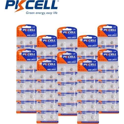 200PCS 20 Card PKCELL AG0 Watch Battery Coin Cell 1.5V 379 SR521SW D379 SR63 V379 AG0 Alkaline Battery