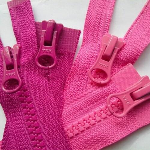 6Pcs/lot Cheap Long Plastic Resin Ykk Zipper Double Open Rose Pink Army Green for Jacket Coat Sleeping Bag Sewing Accessories