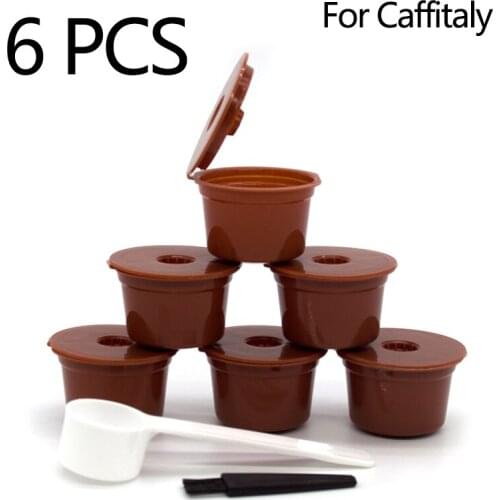 6PCS Reusable Coffee filter Capsules for Caffitaly Refillable Coffee Pods Plastic fit for Caffitaly refill capsule High Quality