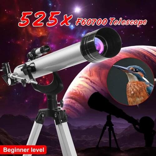 SGODDE F60700 525x High Magnification Astronomical Refractive Telescope 3Pcs Eyepieces And Tripod Space Observation Scope Gift