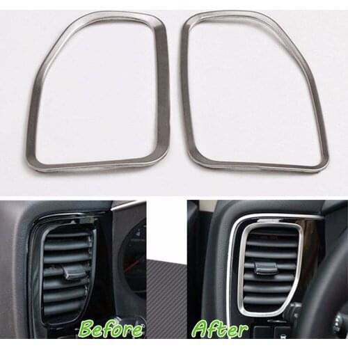 Abaiwai Car Styling For Mitsubishi Outlander 2013-2015 2016 Abs Chrome Dashboard Console Air Vent Outlet Cover Trim Frame 2pcs