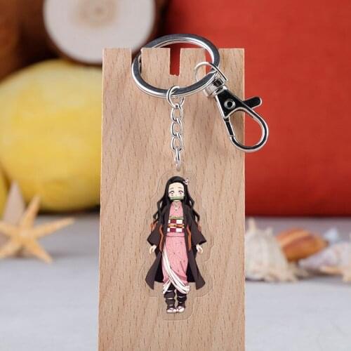 Anime Demon Slayer Keychain Kamado Tanjirou Kamado Nezuko Cartoon Cosplay Cartoon Keyring Badge