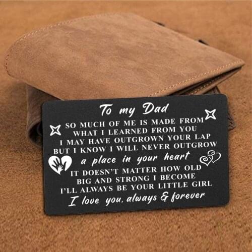 Dad Engraved Wallet Insert Card,Dad Birthday Gift From Daughter,Father Gifts,Dad Gifts From Daughter,Fathers Day Gifts From Wife