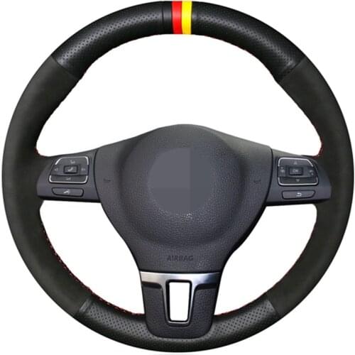 Car Steering Wheel Cover Black Suede Genuine Leather For Volkswagen VW Tiguan Golf Plus Passat CC Touran Passat Alltrack