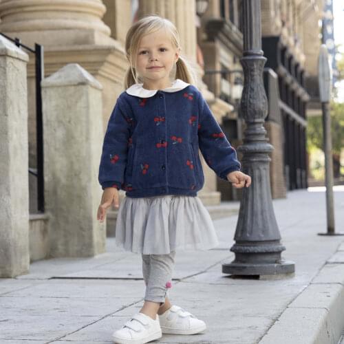 DBJ18867 dave bella autumn baby girls fashion cartoon print pockets coat children tops infant toddler outerwear