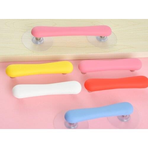 Children Rubber Door Handles punch free Cute Pink Heart Kitchen Cabinet Knobs and Handles Furniture Handle Drawer Pulls