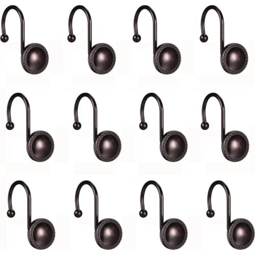 Shower Curtain Hooks, Decorative Shower Curtain Hooks Rings,12 Pcs Rustproof Shower Hooks for Bathroom Curtains Rods