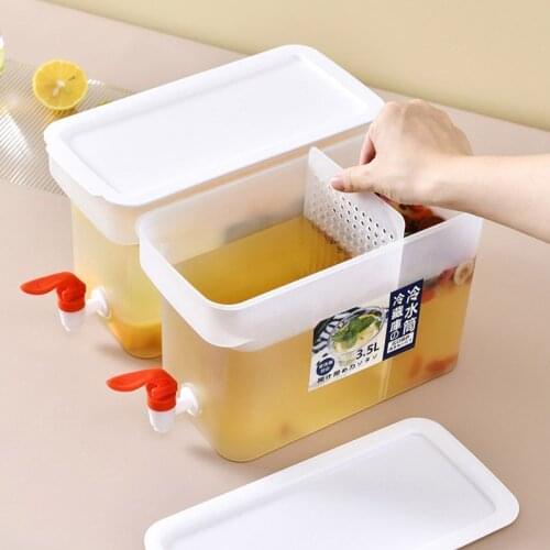 Water Kettle With Faucet Large Capacity Refrigerator Cold Juice Bottle Tea Pot Bucket Heat Resistant Pitcher Kitchen Drinkware