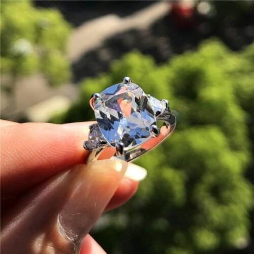 Dainty Bridal Square Zircon Engagement Ring Luxury Female White Crystal Stone Ring Classic Silver Color Wedding Rings For Women