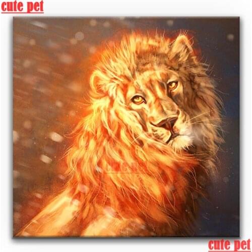 Cute pet Diy diamond painting Lion animal full Square round drill cross stitch mosaic Art 5d Diamond Embroidery home decor