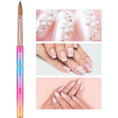 Good Quality Kolinsky Acrylic Sable Nail Brushes Metal Handle Manicure Nail Art Brush for Nail Extension UV Gel Builder Tools