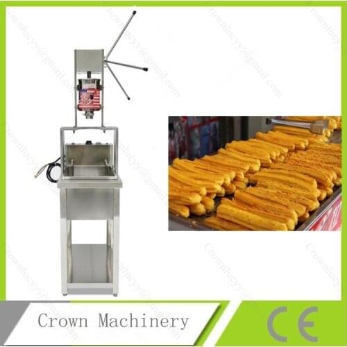 Stainless Steel Commercial 3L Manual Spanish Churros Machine Maker + 20L Electric 220V Deep Fryer + Working Stand