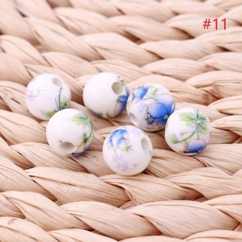 10mm Round Beads 60pcs/lot Wholesale Chinese Classic Porcelain Beads Handcraft Ceramic Charm Spacer DIY Jewelry Making Beads