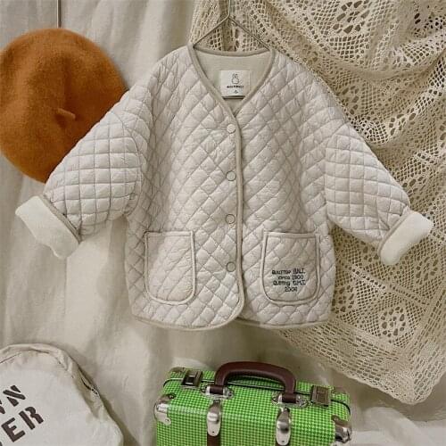 Outerwear Coat Parkas O-neck Collar Single Breasted Solid Regular Cotton New Fashion Simple Cute Spring Autumn Winter Girls