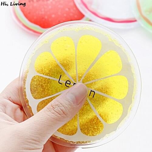 Summer Portable Mini Physiotherapy PVC Cooler Bag Cute Cartoon Round Shape Bright Colored Fruit Cold Compress Ice Pack Gel
