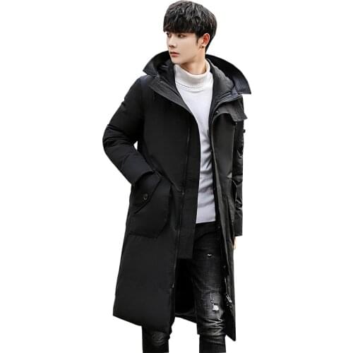 B Down Jackets Male Thick Fashion Puffer Jacket Hooded Long Winter Duck Down Parkas Men Casual Clothing Outwear plus size 3XL