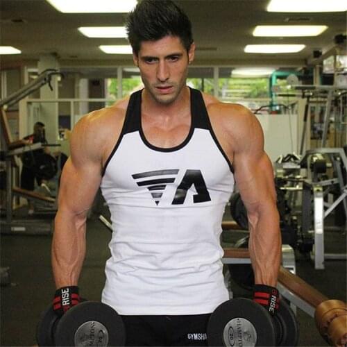 2021 Mens Fitness Sports Cotton Stretch Vest, Breathable And Quick-drying T-shirt