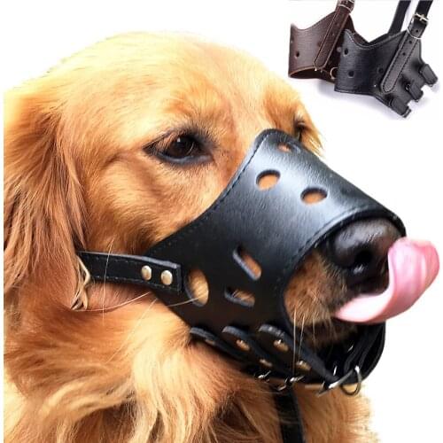 Pet PU Leather Muzzle Breathable Anti-barking Anti-Bite Adjustable Anti-Ingestion Dog Muzzle Large And Medium Dog Supplies